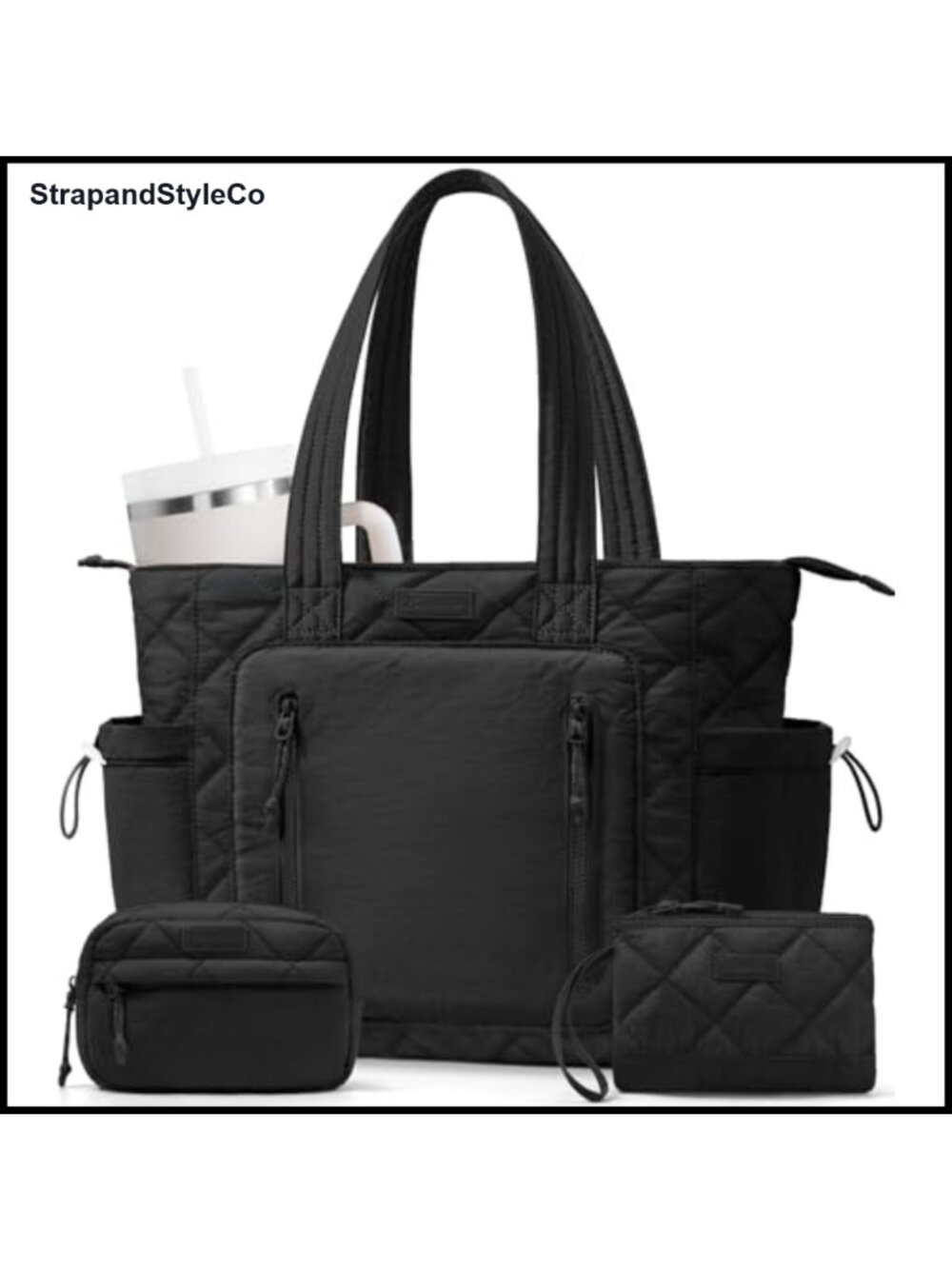 Puffer Tote Bag Lightweight Quilted Polyester Work Gym Travel
